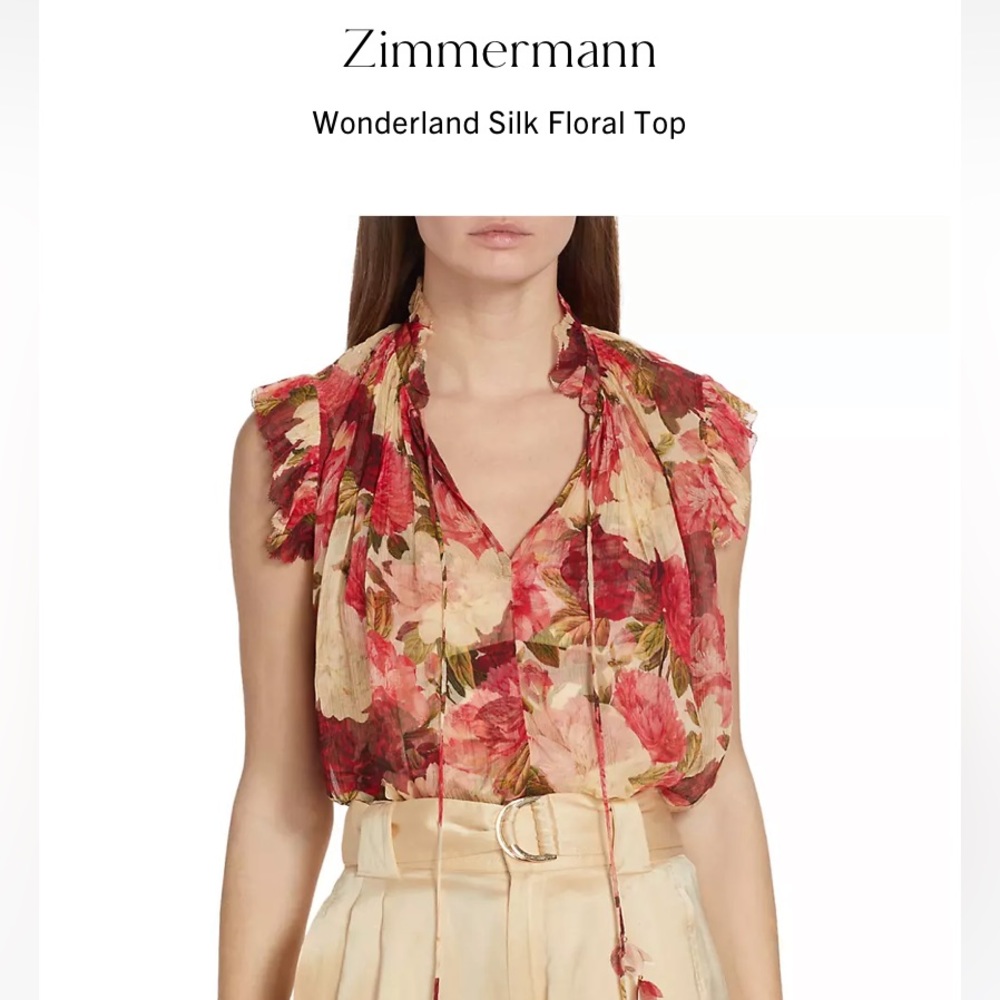 Zimmermann Wonderland Silk Floral Top Size 0